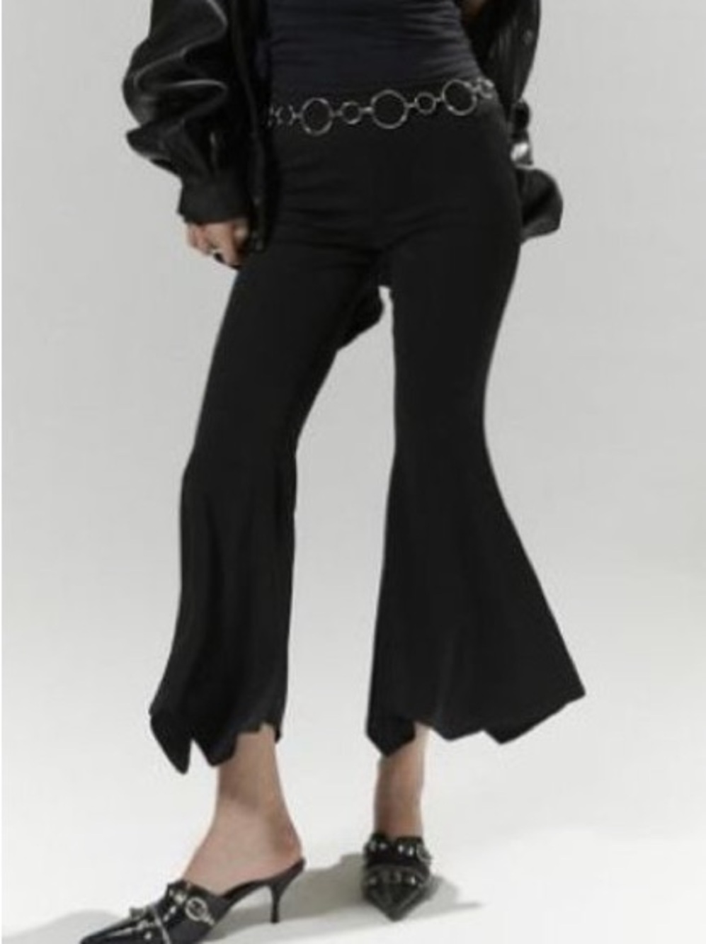 SILENCE + NOISE Urban Outfitters Tina Asymmetrical Hem Flare Pant in Black